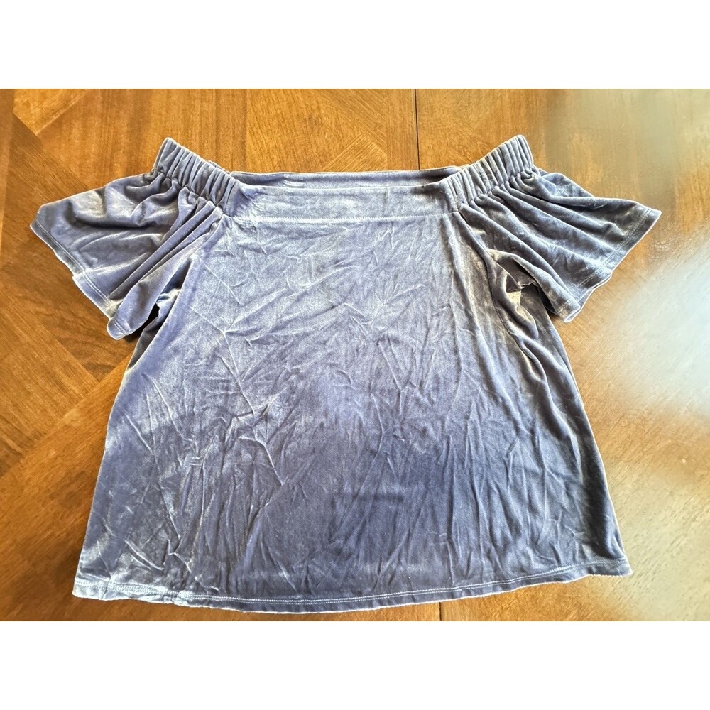 Worthington Womens Petite Large Mystic Purple Off Shoulder Velour Top Classy NWT